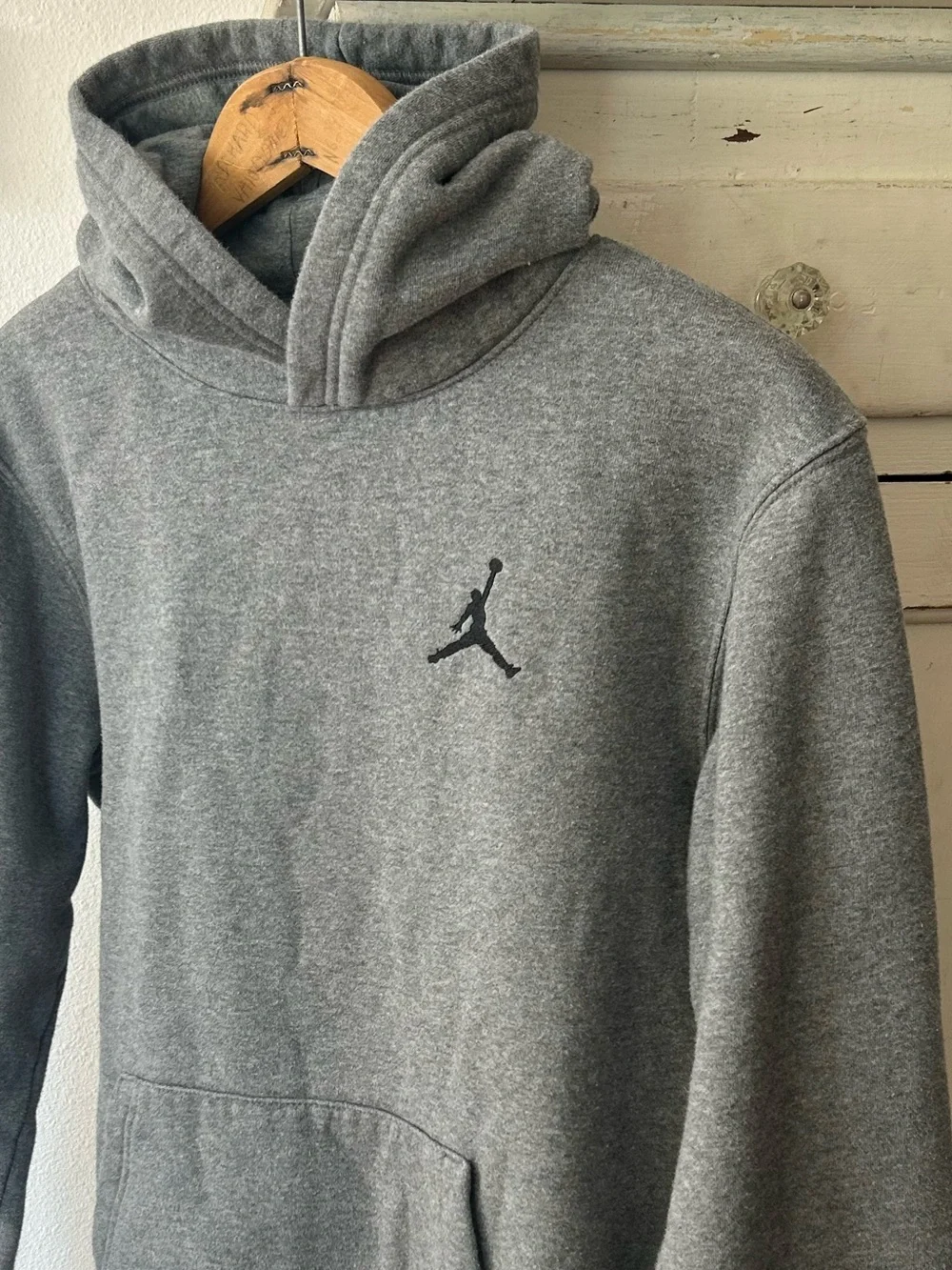 Nike | Youth Jordan Heather Grey Pullover Hoodie Black Jordan Logo Sz XL(13-15)